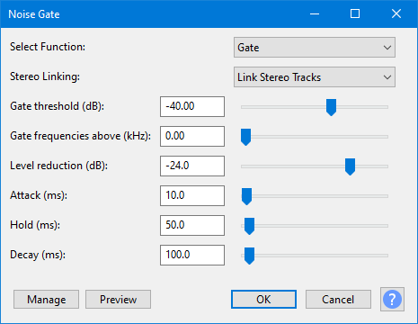 noise gate settings for vocals